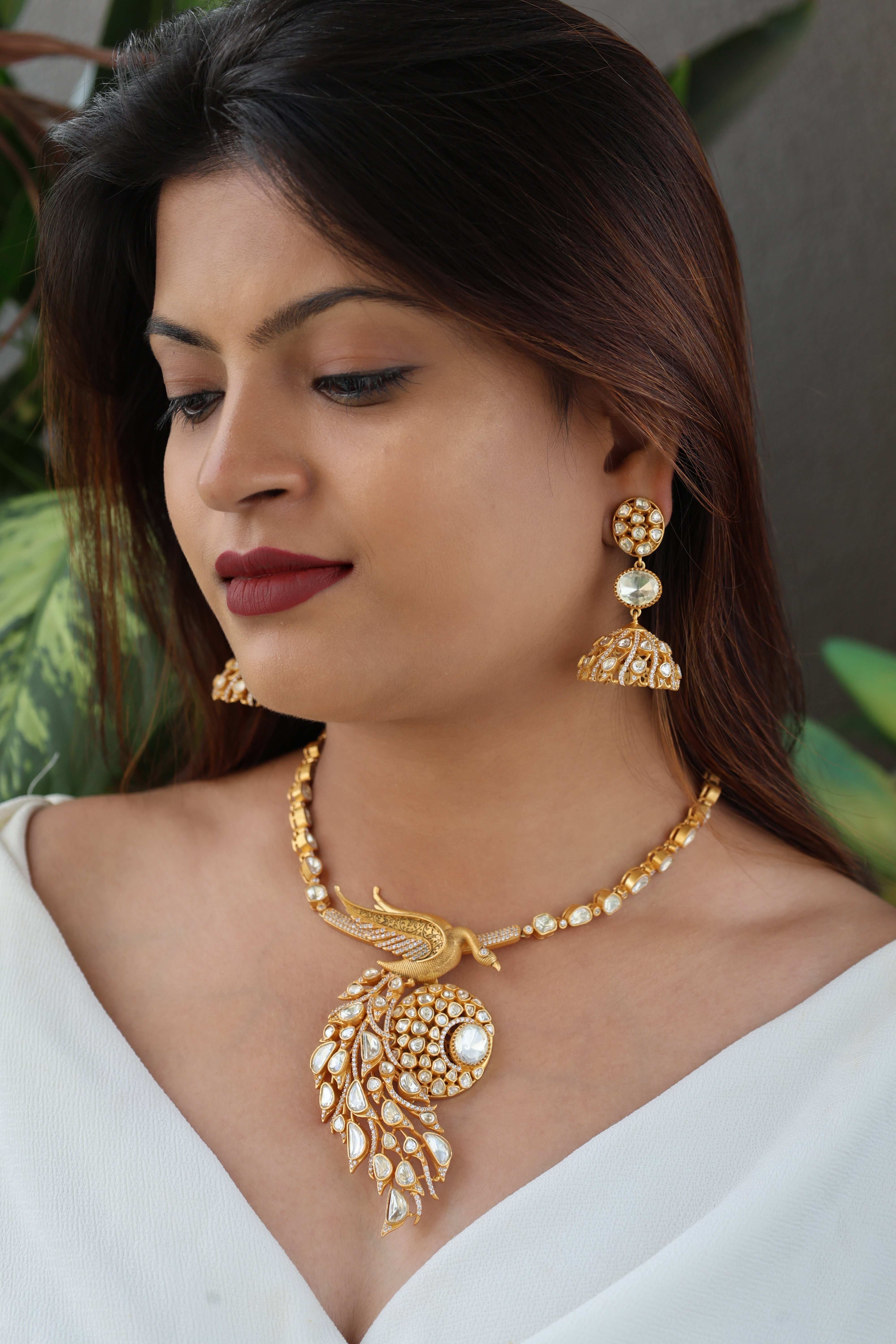 Designer 22K Gold Plated Peacock Designer Necklace Set